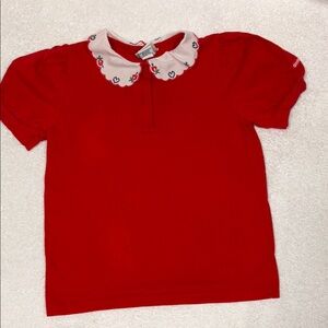 Vintage OshKosh B'gosh Red with White Lace Peter Pan Collar puff sleeve 6x